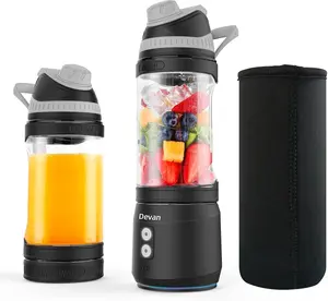 Blender, Anti-Jamming 300 Watt for Shakes and Smoothies, 24oz Travel Blender USB, BPA Free Sporty bottle with a Travel Lid.(Black with Sleeve)