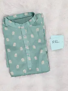 Men’s Sea Green Banarasi Silk Kurta – Size XXL