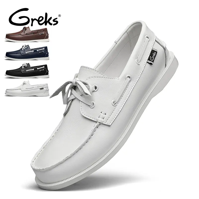GREKS Men's Casual Slip-on Loafers - High-Fashion Boat Shoes - Classic Tied-Lace Moccasin Flats for Daily Wear
