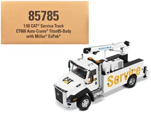 CAT Caterpillar CT660 Auto-Crane Titan 85 Truck w/Miller EnPak White 1/50 Scale Diecast Model by Diecast Masters