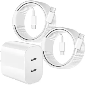 Double USB C Charger for iPhone 15 Charger Fast Charging Block,Dual Port USB C iPhone 15 Wall Charger Adapter,2Pack 6FT Quick USB C to C Cable for iPhone 15/15Plus/15 Pro/15 ProMax,iPad Pro/Air/MiNi 6