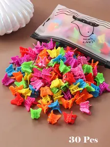 30 Colorful Mini Butterfly Hair Claws, Cute Playful Princess Style, Candy Color Small Hair Clips, All Seasons, Women's Hairstyle Accessories, Fun Hair Clips