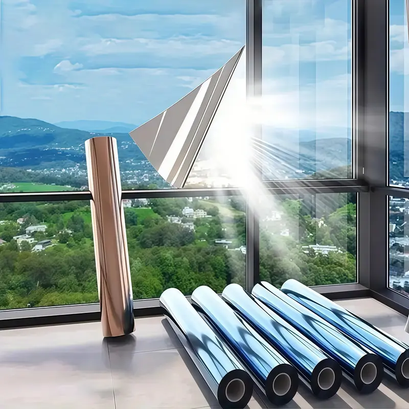 Static Cling Window Film, Sun Blocking Privacy Window Tint, No Glue No Residue Easy Install & Remove, Decorative Window Cover for Living Room, Bedroom, Office, Bathroom(23.6inx118.1in/196.8in) balcony Reflective One Way Privacy Window Filmhome window