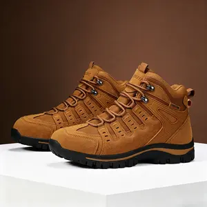 No More Twisted Ankles! Men's Waterproof Non-Slip Hiking Boots With TPU Support for All Outdoor Rough Terrain, military tactical work boot, rubber material,comfortable shock absorption,  botas para construccion,indestructible men
