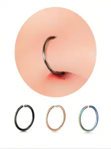 3Pcs Nose Rings Hoops For Women/Men,8mm Small Thin Nose Piercing Jewelry,Tiny Septum Cartilage Helix Pierced Ring Tragus Earrings Hoops Rose