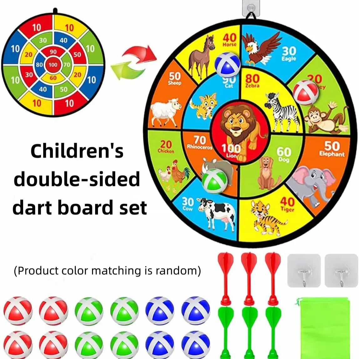 Two-Sided Velcro Dart Board Game, Dartboard, Darts Sets, Darts Gear, Includes Sticky Balls and Darts, Indoor Outdoor Party Activity Toy, Sports Day, Best Gift for Kids over 3 Years