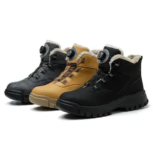 Trendy Shoes 2025 Men'S Waterproof Snow Boots With Steel Toe, Winter Warm-up, Fur Lining, Slip-resistant, Insulated, Cold Weather, Boots, Heavy-duty Tactical Hiking, Construction Work Safety Shoes