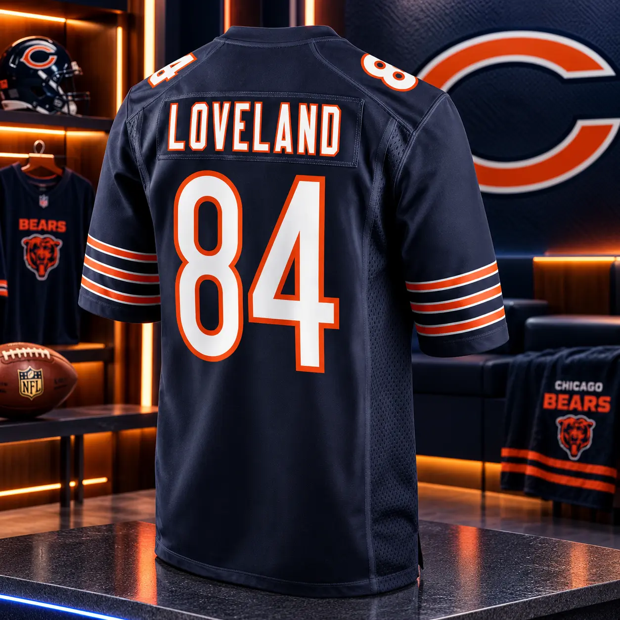 Unisex Loveland 84 Chicago Team Player-Inspired Football Game Jersey, Navy (Sports Collectible)