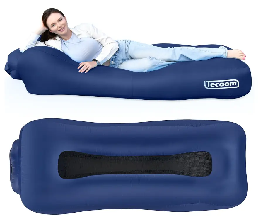Tecoom Inflatable Lounger Couch Air Sofa Hammock, Waterproof Blow up Beach Chair, Glamping Accessories for Adults Kids Camping, Hiking, Traveling, Movies Night, Music Festivals, Indoor Outdoor Matches