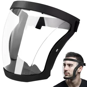 Transparent Visor -  Full-Face Protective Shield - Durable Plastic Safety Mask, Heat & Impact Resistant, Anti-Fog Clear Face Cover for Work, Kitchen, Construction, Gardening & Outdoor Use with  Drawstring Closure Adjustable Helmet
