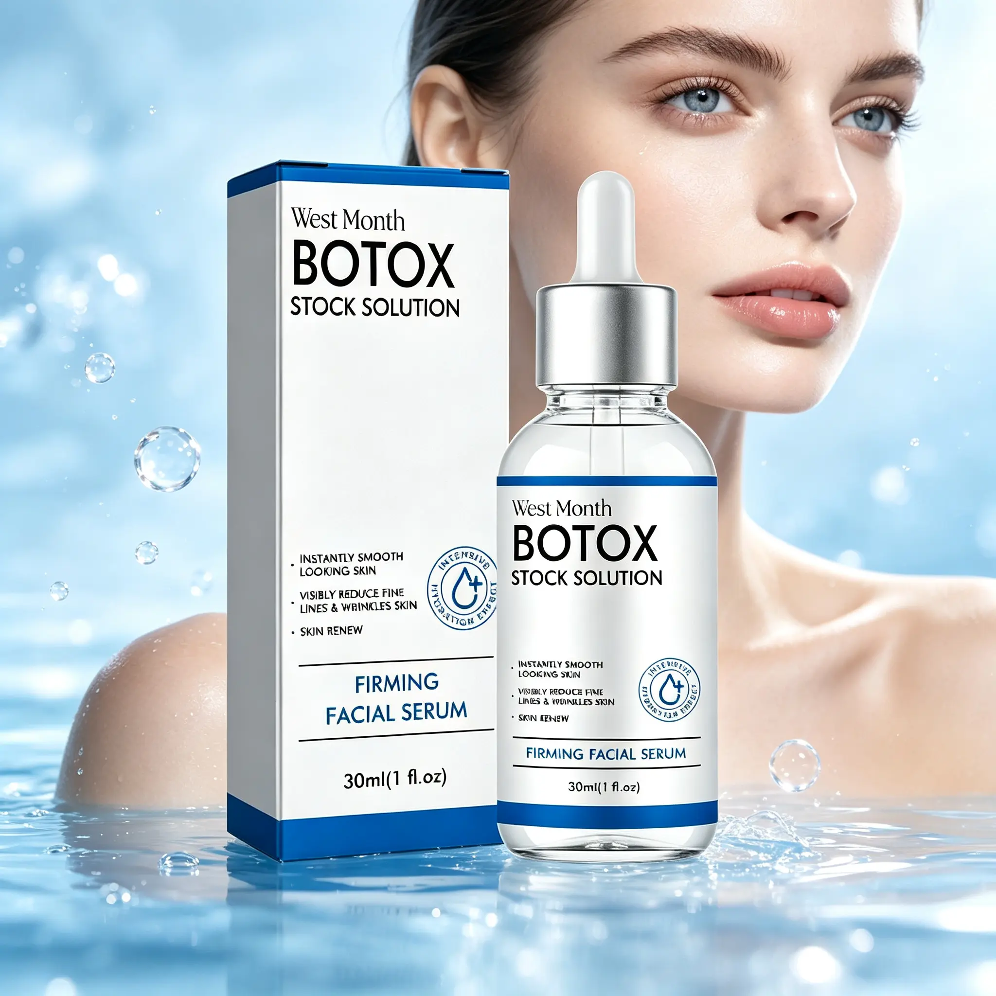 Skin Renew Botox Stock Solution Facial Serum, Firming, Instant Smoothing, Anti-Wrinkle Treatment for All Skin Types (30ml) Repair
