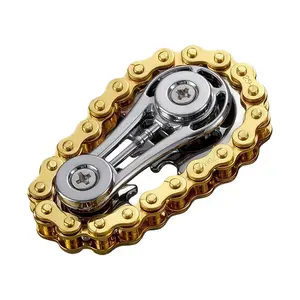 Trendy Finger Chain Gear Fidget Spinner Mechanical Metal Toy for Anxiety Relief Stress Relieving Accessory Durable Design Perfect Gift Idea Gold & Silver