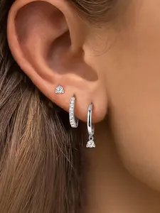 Earrings for Women with 3 Counts stackable Earrings Ear Bone Studs, Stylish Hoop Dangle Earrings with Cubic Zirconia, Birthday anniversary gift