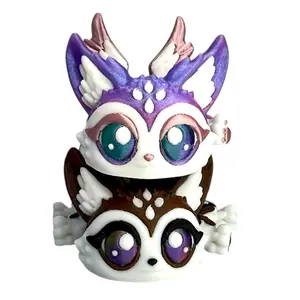 Owl Kitty – Fantasy 3D Printed Cat Figurine with Feathered Tail & Owl Ears - Lunaras Treasure Trove Exclusive