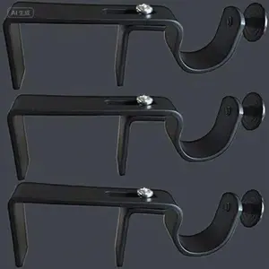 Outside Mounted No Drill Blinds Bracket - Set of 3, Black - Easy Install Curtain Rod Attachment, Reusable Hardware-Free Mounting Solution for Window Treatments, Damage-Free Installation