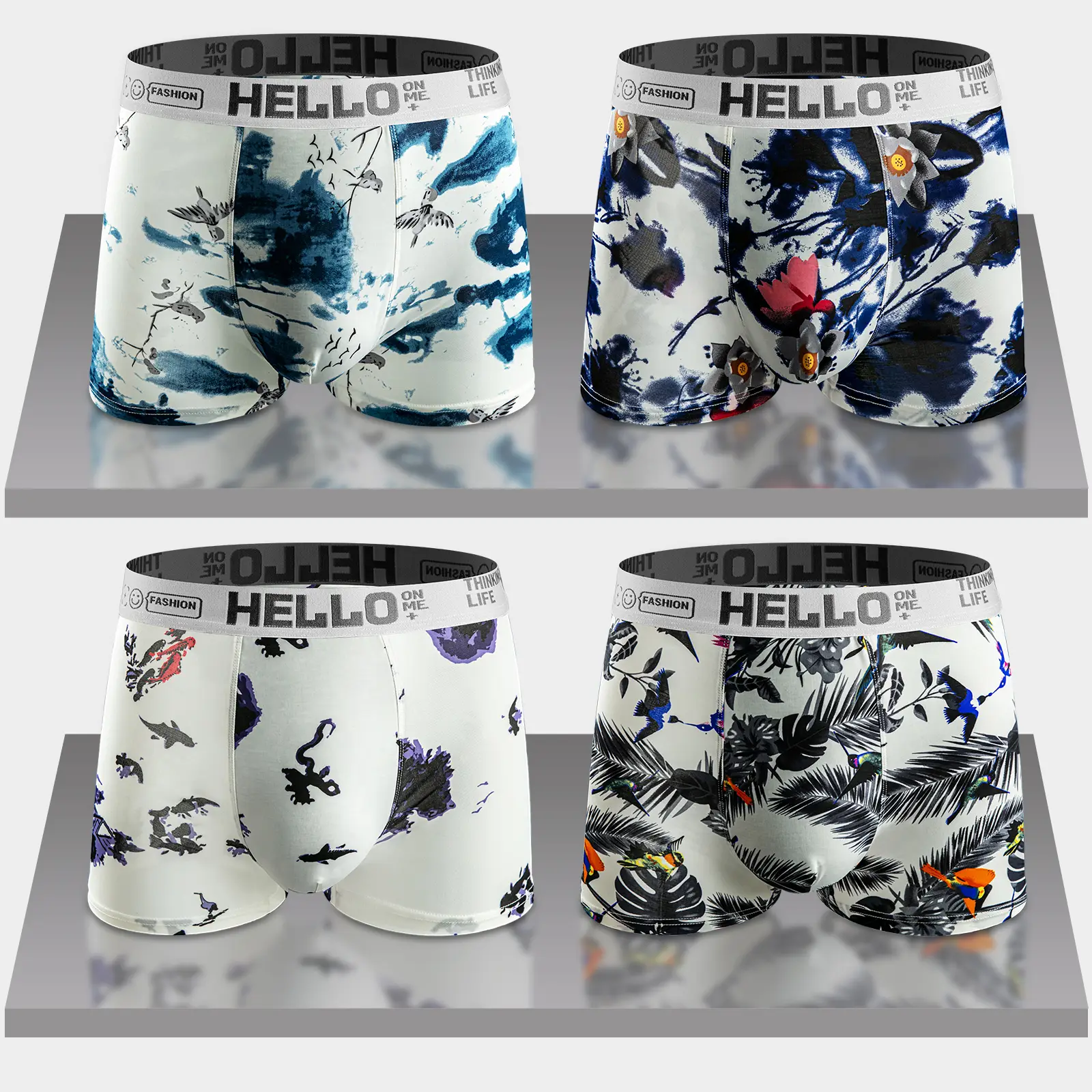 4-Pack Men's Ice Silk Boxer Briefs , Ultra Cooling, Breathable & Stretchy Men's Underwear for Summer, Gym & Daily Wear