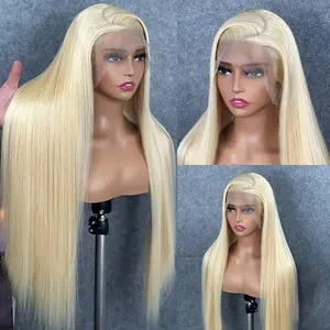 613 Lace Front Wig Human Hair Blonde 13X6 HD Transparent Lace Front Wigs Human Hair 200% Density Blonde Glueless Wigs 613 HD Straight Lace Frontal Wig Pre Plucked