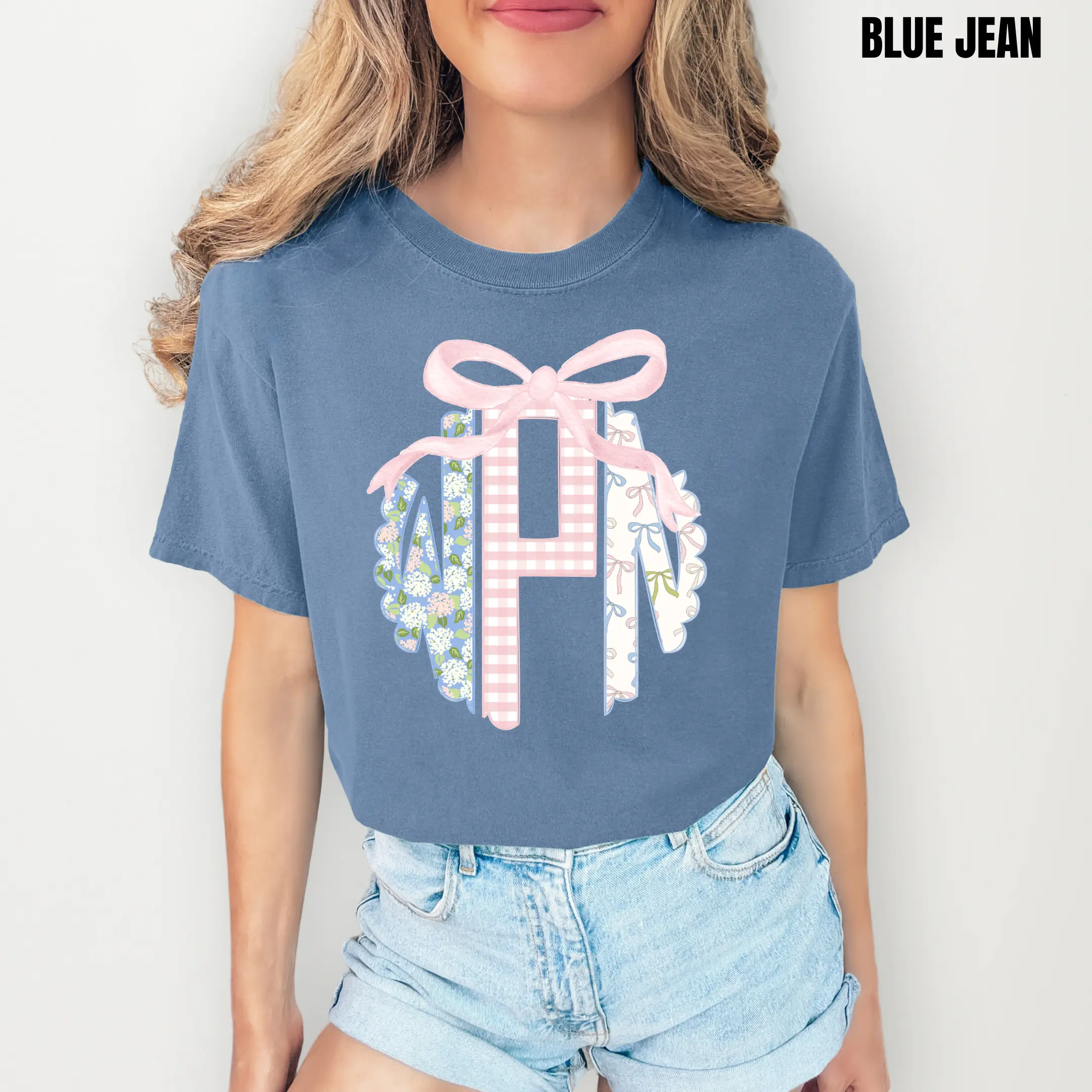 Proper Pastels Monogram Comfort Colors T-Shirt 'NLB'