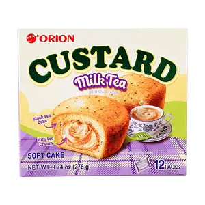 Orion Choco Pie Milk Tea Flavor - Korean Snack Cakes, 12 Packs, 276g - Soft Mochi Filling, Unique Tea Infused Dessert, Perfect for Tea Time & Gifts