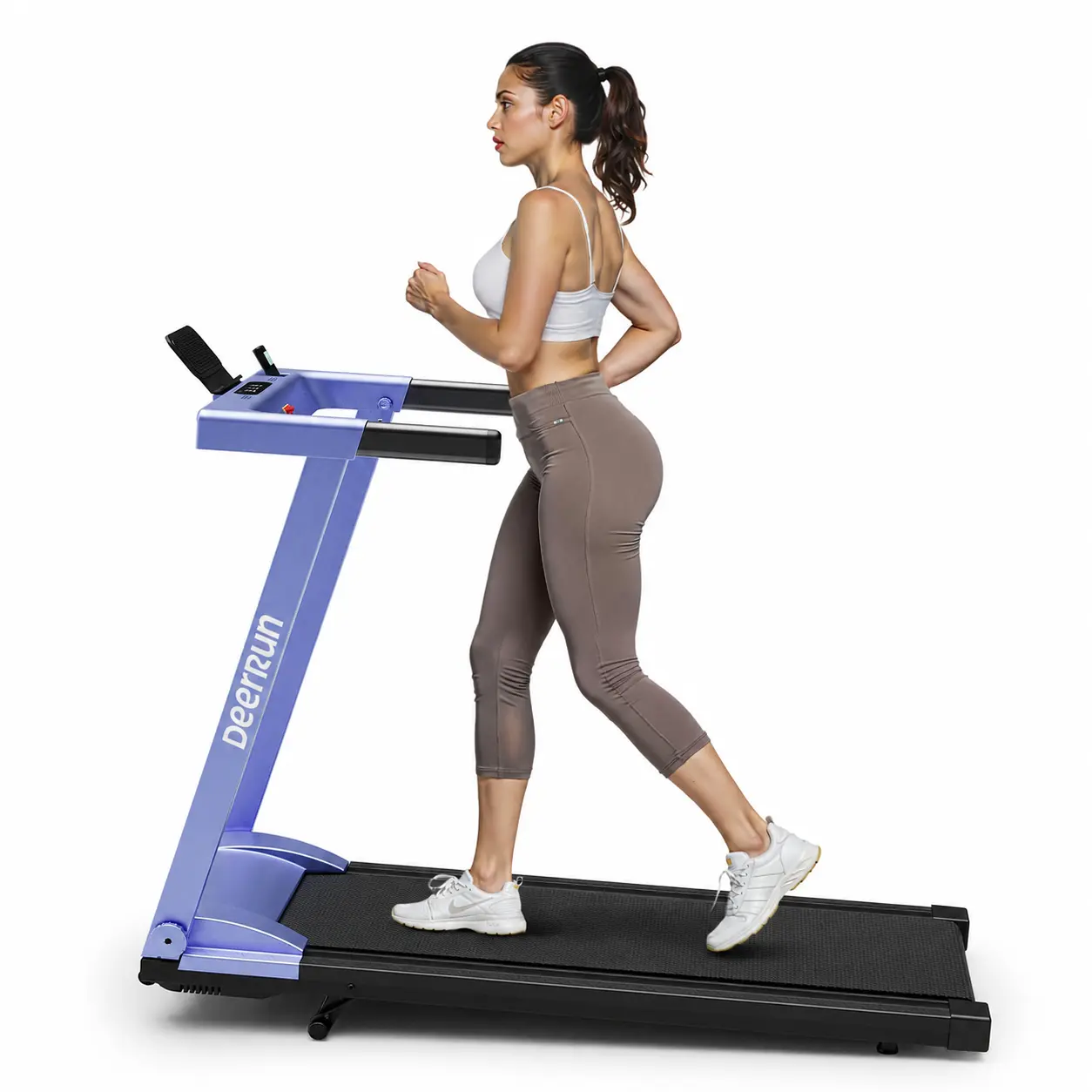 【DeerRun】A1 Foldable Walking Pad Treadmill with Incline, Handlebar, Compact Fit & Space Saving Design for Home Use, Home Treadmills