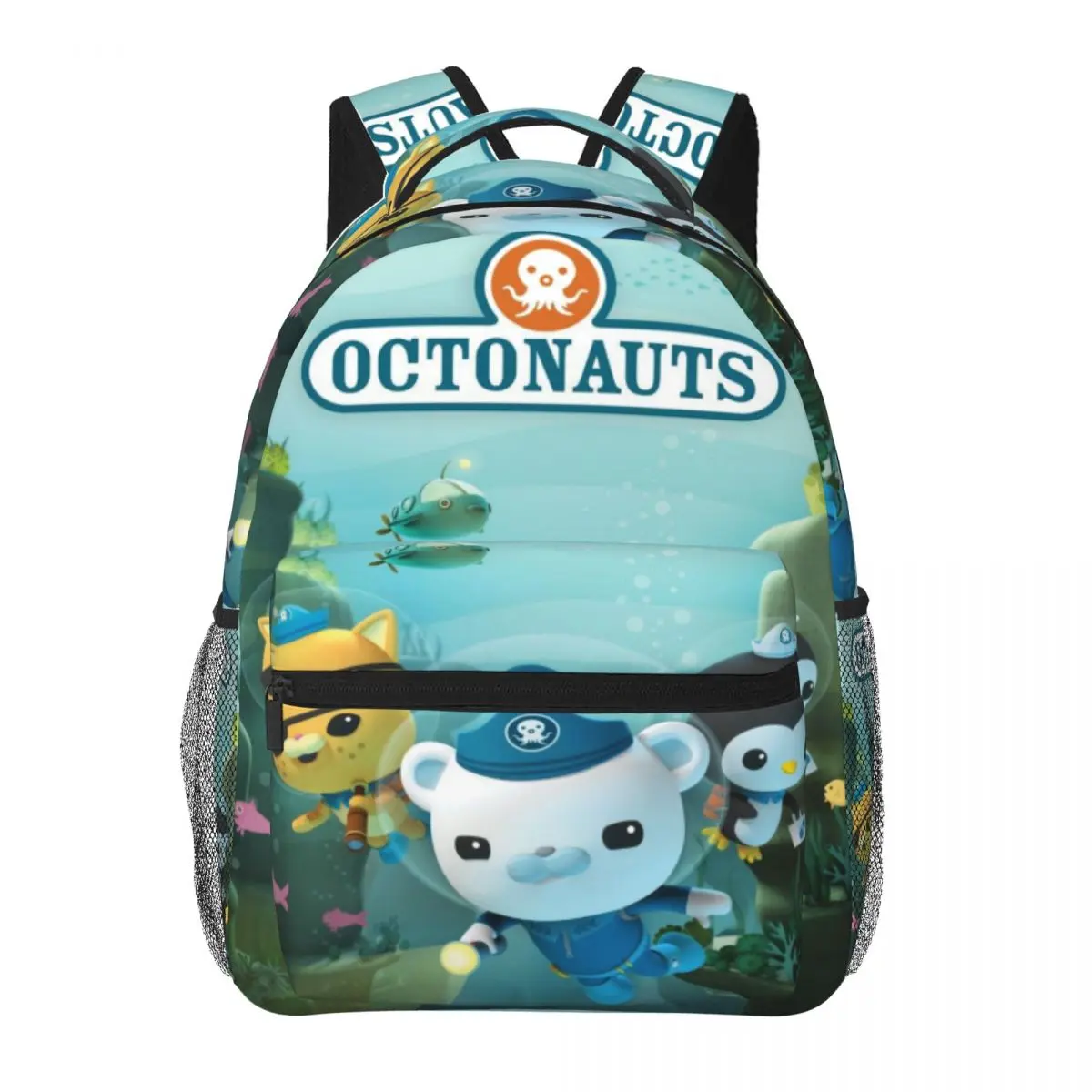 Unisex Octonauts Full-Print Underwater Background Kids' School Backpack, Large Capacity Lightweight Daypack for Daily Commute & Laptop Carry