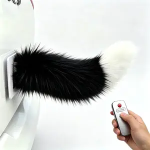 Voice Control Remote Control Wagging Fox Tail Plush Toy, Electric Moving Fox Tail Car Exterior Decoration, Cute Interactive Robotic Animal Tail Funny Car Accessories, Perfect Gift for Car Lovers Women Men