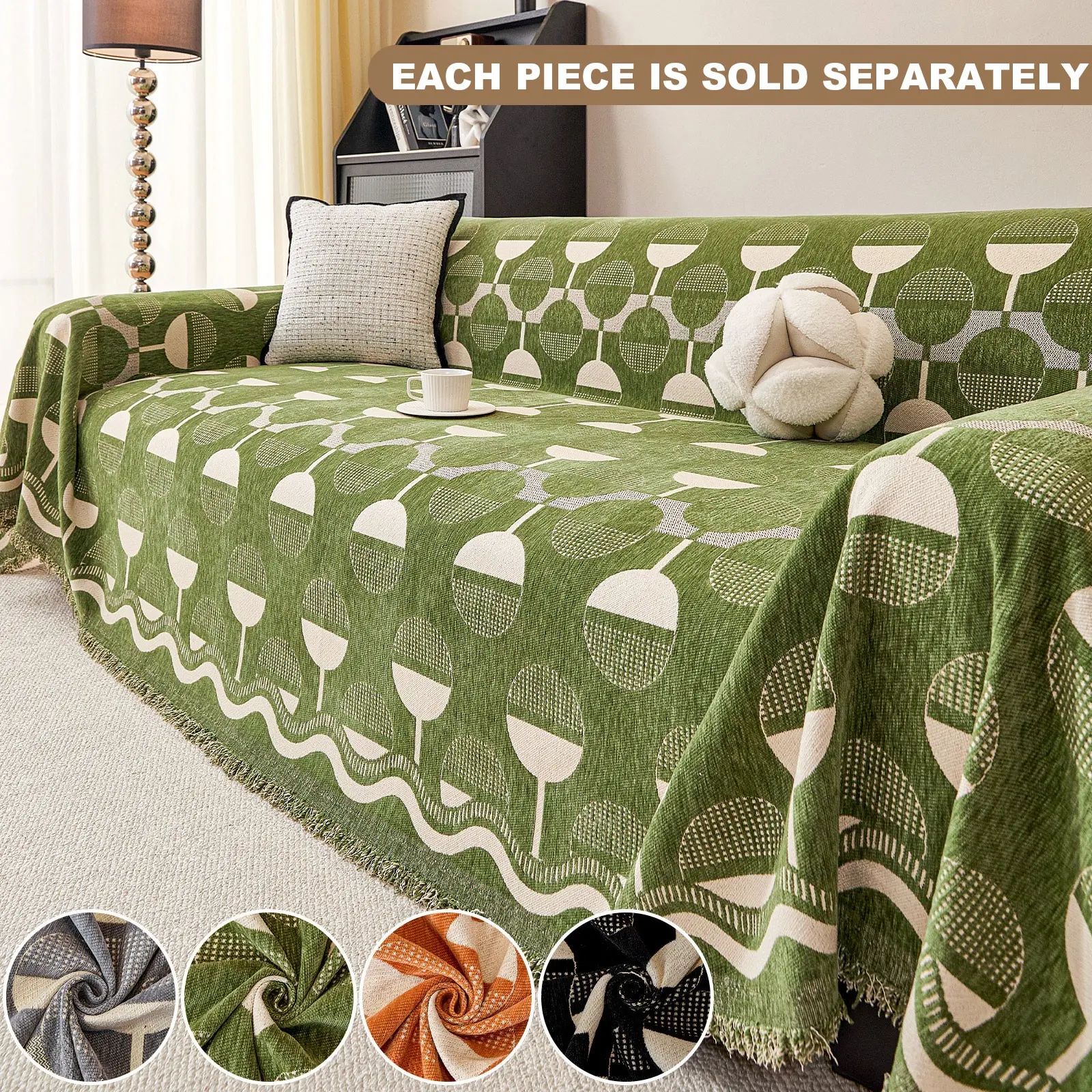 Comfortable Soft Sofa Cover, Dust-Proof, Universal Fit for Living Room Bedroom Hotel Dorm, All Seasons Use