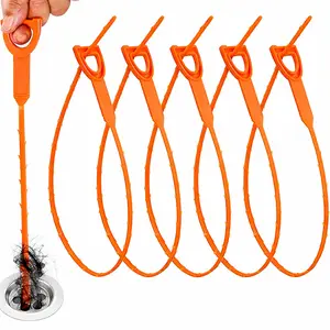Drain Snake Hair Clog Remover Tool 20 Inch Flexible Plastic Drain Cleaner Stick for Sink Shower Tub Bathroom Kitchen Reusable Pipe Cleaner (2 Pack / 3 Pack / 5 Pack)