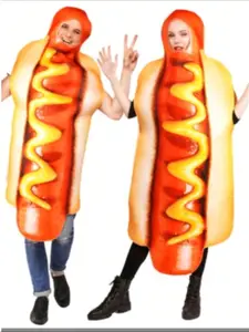 Nezababy Halloween Hot Dog Costume for Adults, Fun Food, Unisex Role Play, Carnival Party Wear, One Piece Set