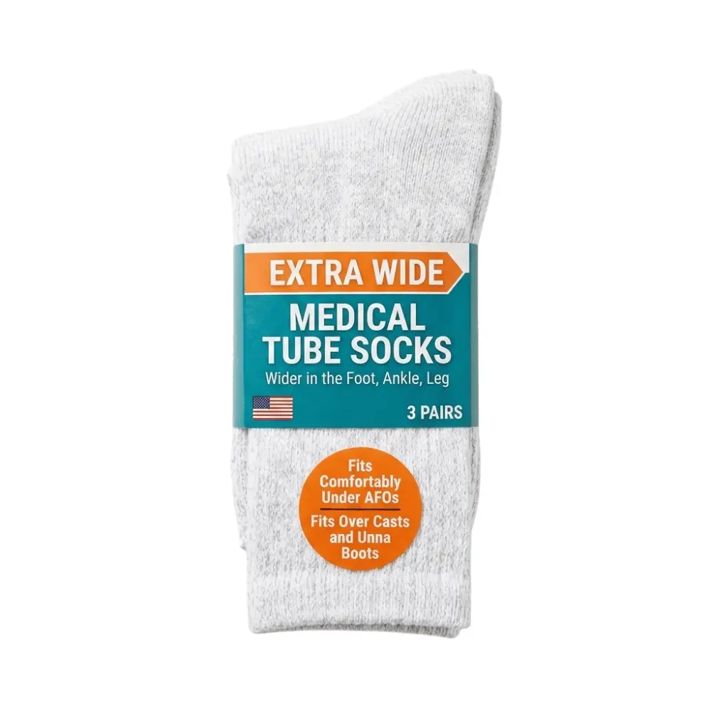 Extra Wide Medical Tube Socks - White - EEEEEE - 3 pack