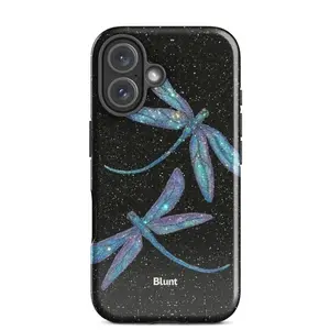 Blunt Sparkling Dragonfly Printed Case for iPhone 17 16 15 14 Pro Max | Aesthetic Galaxy Starry Night Phone Cover | Glitter Effect Insect Graphic Printed Case