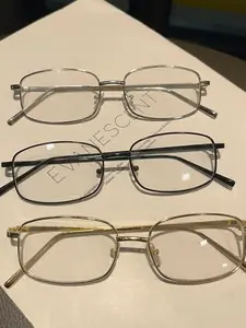 Unisex Metal Ultra-Light Vintage Square Frame Glasses, Clear Lenses, Blue Light Protection, Suitable for Computer, Gaming, TV, Smartphone