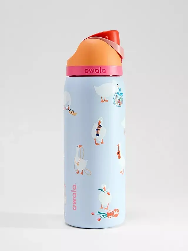 Owala FreeSip Silly Goose 32oz Water Bottle |Goose Print Insulated Stainless Steel Bottle | Leakproof Travel Flask
