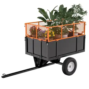 Garvee Heavy Duty Utility Trailer with 750 Lbs Capacity, 17 Cu.Ft Volume, Removable Sides, Pneumatic Tires, Reinforced Steel Frame, and Quick-Dump Feature for Backyard, Farm, Lawn & Landscaping Use in Black