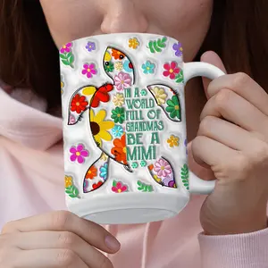 Custom 3D Inflated Effect Mug, Nana Turtle Flower Mug, Gift For Mom, Mothers Day Gift, Grandma 3D Inflated Effect Mug, Mom Gift,Grandma Gift