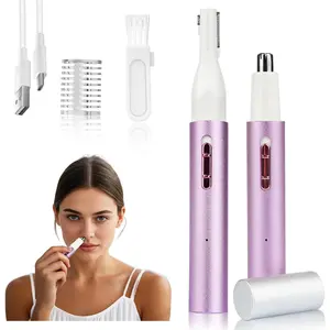 Rechargeable Nose & Ear Hair Trimmer, Dual-Edge Blade Electric Clipper for Women Men, Facial & Eyebrow Hair Removal Tool, Powerful Motor, Painless, Easy to Clean (Multicolor)