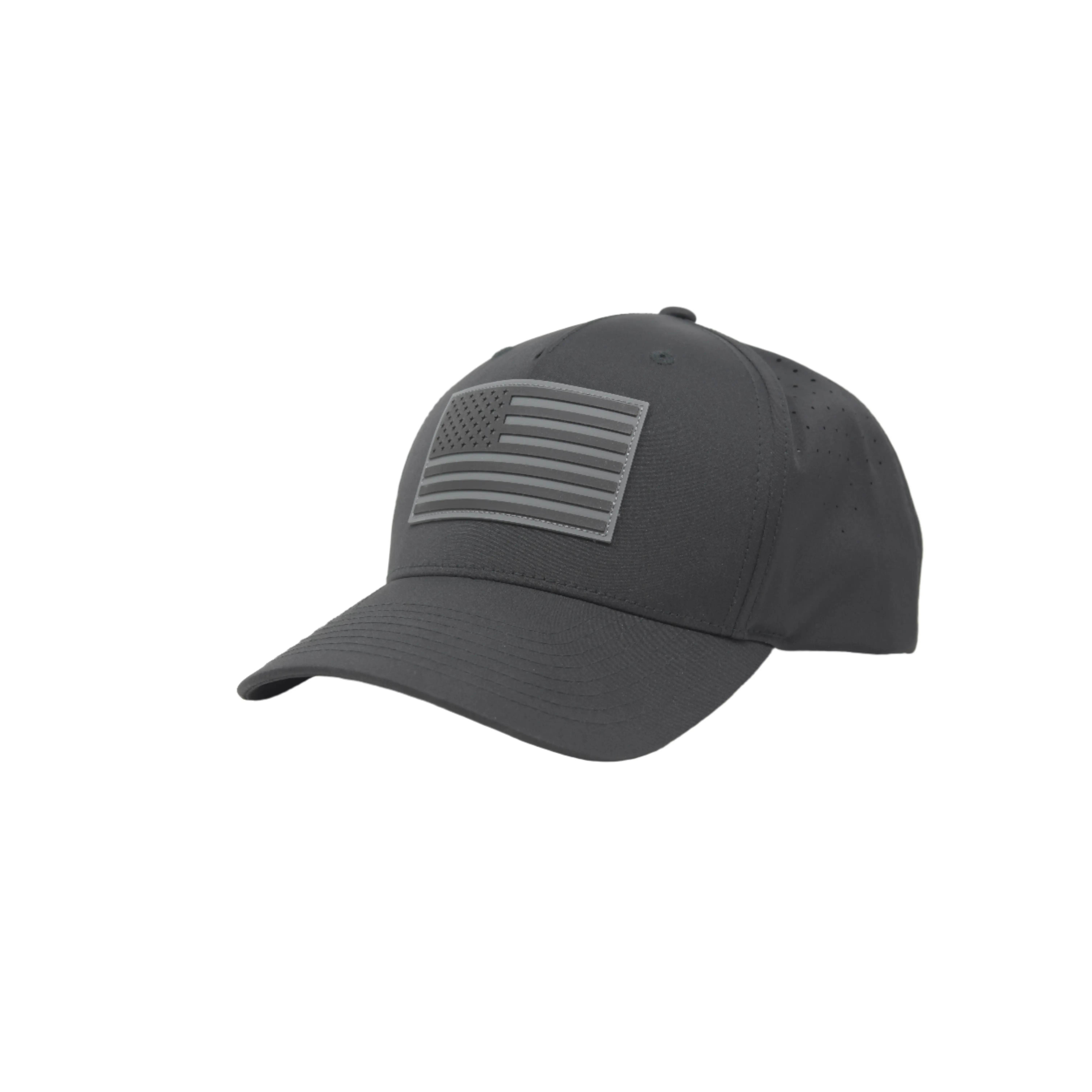American Flag Hat PVC Curved Performance - Black