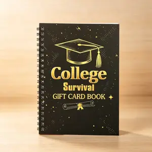 University Survival Guide Gift Card Organizer, Graduation Season Gift Cards Collection Book, Gold Theme Binder