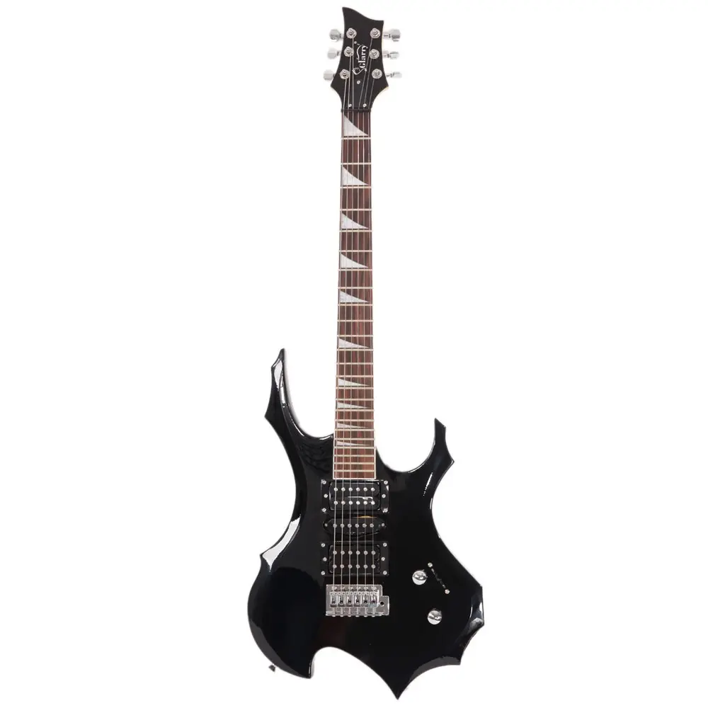 Black Flame Shaped Electric Guitar Kit with 20W Amp, HSH Pickup, 5,Way Switch, Tremolo Bridge, Bag Strap Picks Cable Tools for Beginner & Pro