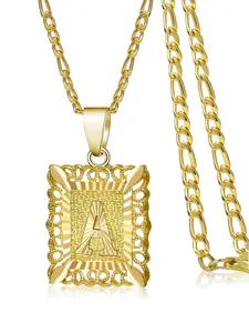 Letter A-Z Pendant Necklace, Cuban Link Necklace for Women & Men, Punk Style Jewelry for Party, Daily Clothing Decor, Trendy All-match & Exquisite Jewelry for Birthday Gift