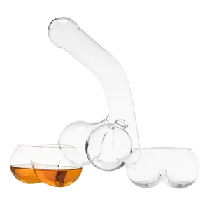 Naughty Whiskey Decanter Bottle With Two Whiskey Glasses - Unique & Funny Glass Container for Scotch, Tequila, Brandy, Rum, Bourbon & Other Drinks - Gift Accessories, Deez Nuts Gag Gifts