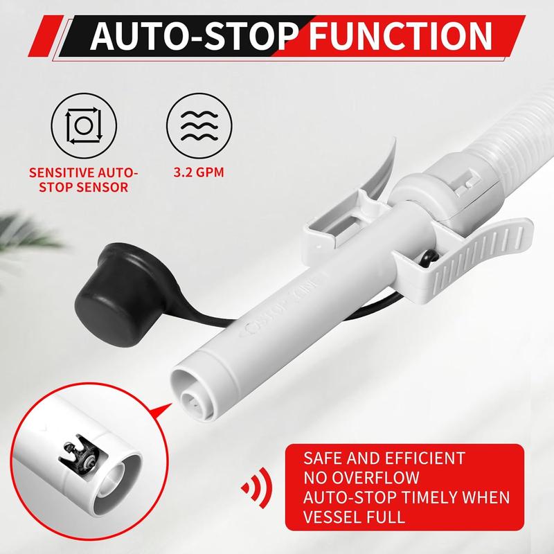 SUNMORN Automatic Electric Fuel Transfer Pump with Auto-Stop, 3.8GPM & 51" Hose & 4 Size Adapters Gas Can Pump with Leak Protection for Gasoline, Diesel, Kerosene, Gifts for Men Dad Him