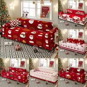 1PC Christmas Elastic Sofa Cover - Dustproof and Anti slip Christmas Printed Sofa Cover, Creating a festive atmosphere, Christmas decoration, suitable for living rooms, bedrooms, and various sofas, Sofa Couch Covers (excluding pillowcases)