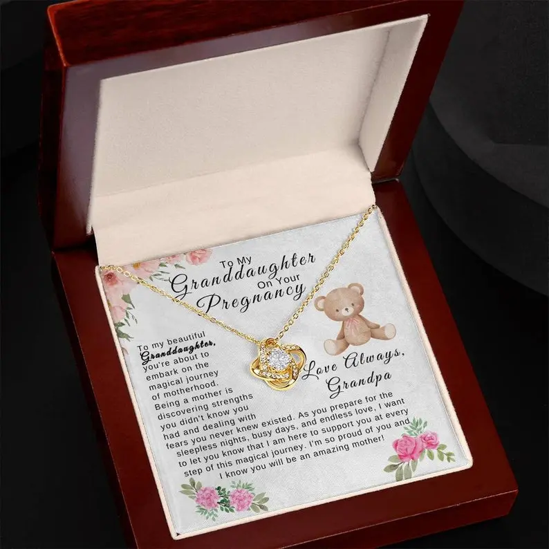 Granddaughter Pregnancy Gift - From Grandpa, Baby Shower Present, Congratulations on Pregnancy, Granddaughter Necklace Keepsake, Heartfelt Gift for Pregnant Granddaughter, Sentimental Jewelry for Expecting Granddaughter