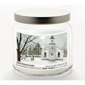 Courtside Market Christmas Chapel Candle Glass Jar 12.8 oz