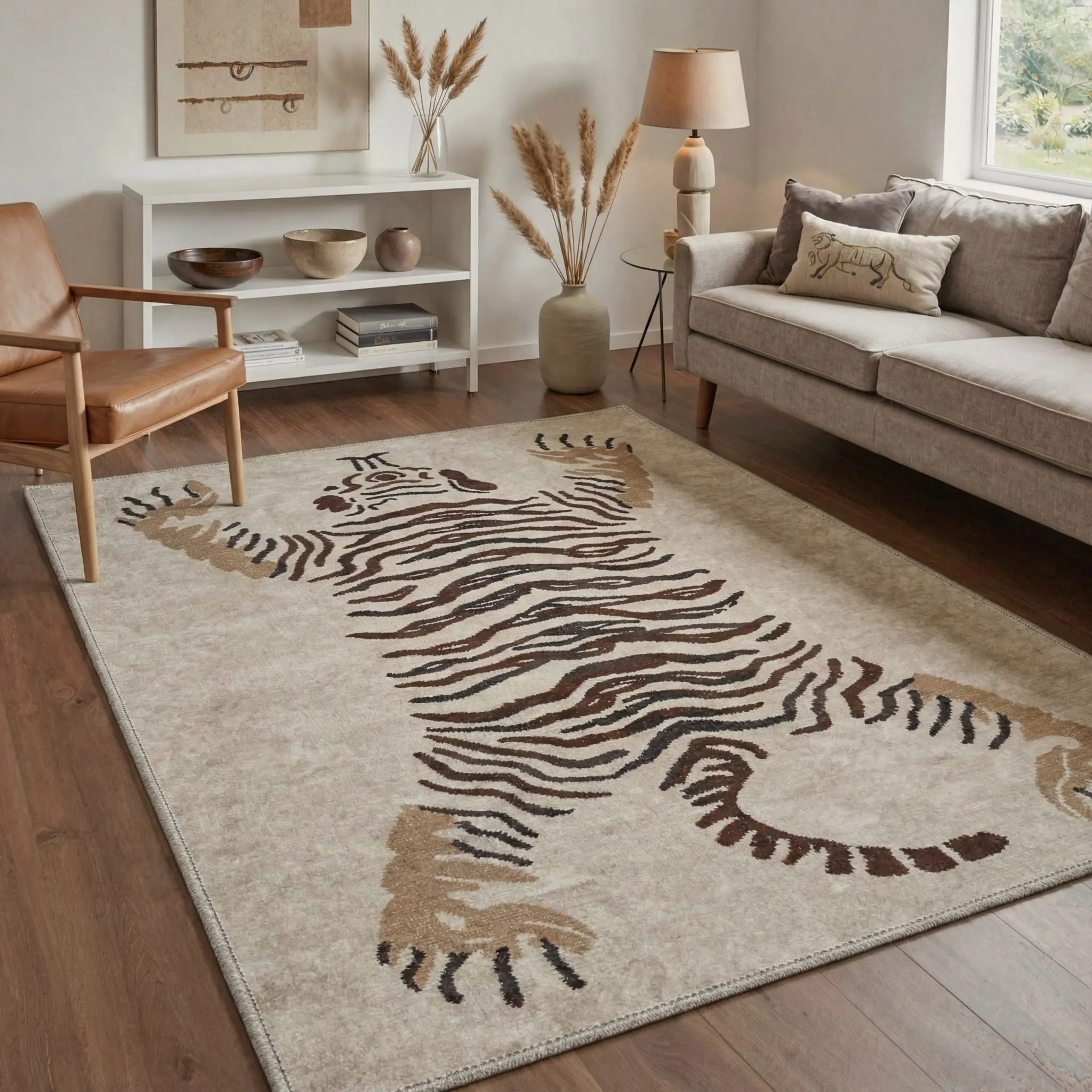 【Deals For You Days】GENIMO Floor Rug – Machine Washable, Pet Friendly, Soft, Non-Slip Area Carpet, Perfect for Living Room, Bedroom, Kitchen, Hallway, Stylish Home Decor ,ARN2001-LINEN