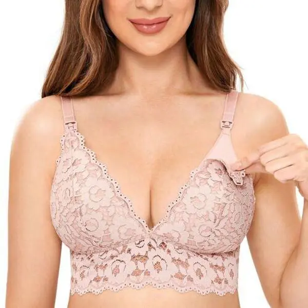 MOMANDA 32 B Lace Nursing Bra Wire free Padded Maternity Bralette 32B pad