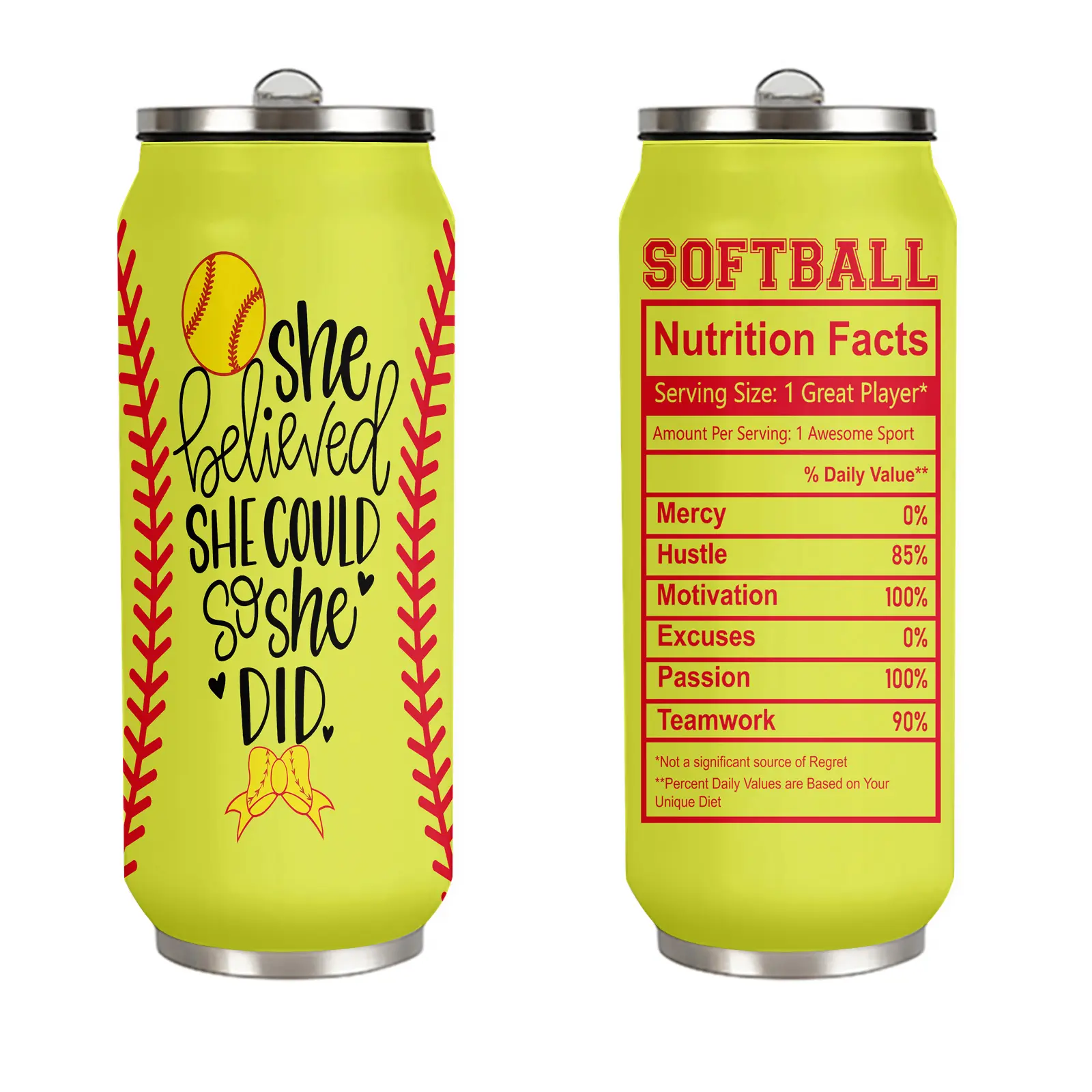 Softball Tumbler 17oz with Leakproof Straw Lid - She Believed She Could Cup, Game Day Gift for Players