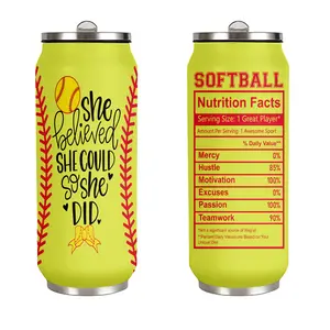 Softball Player Tumbler 17oz - She Believed Straw Lid Leakproof Portable Water Bottle Game Day Gift Stainless Steel Insulated Travel Drinkware