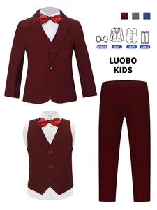 【 LUOBOKIDS 】 Boys' autumn and winter plaid formal set, wedding flower girl, graduation ceremony, church, communion, party fashionable dress! (Excluding shirts), Clothes Kids